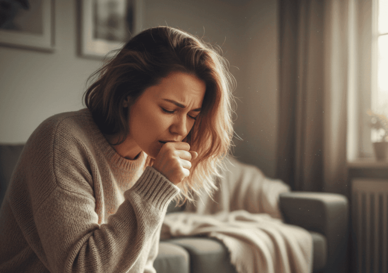 mujer tosiendo por tos asmática