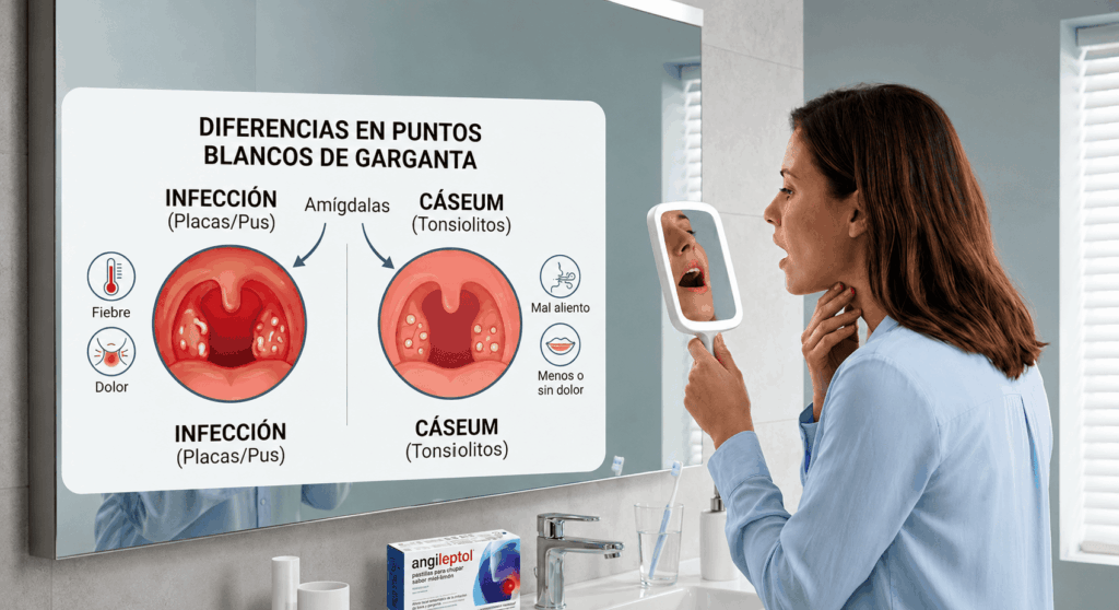 puntos blancos en la garganta diferencias
